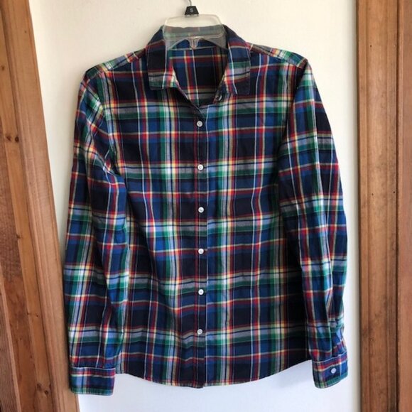 J. McLaughlin Cotton Plaid Long Sleeve Shirt 10 - Picture 4 of 14